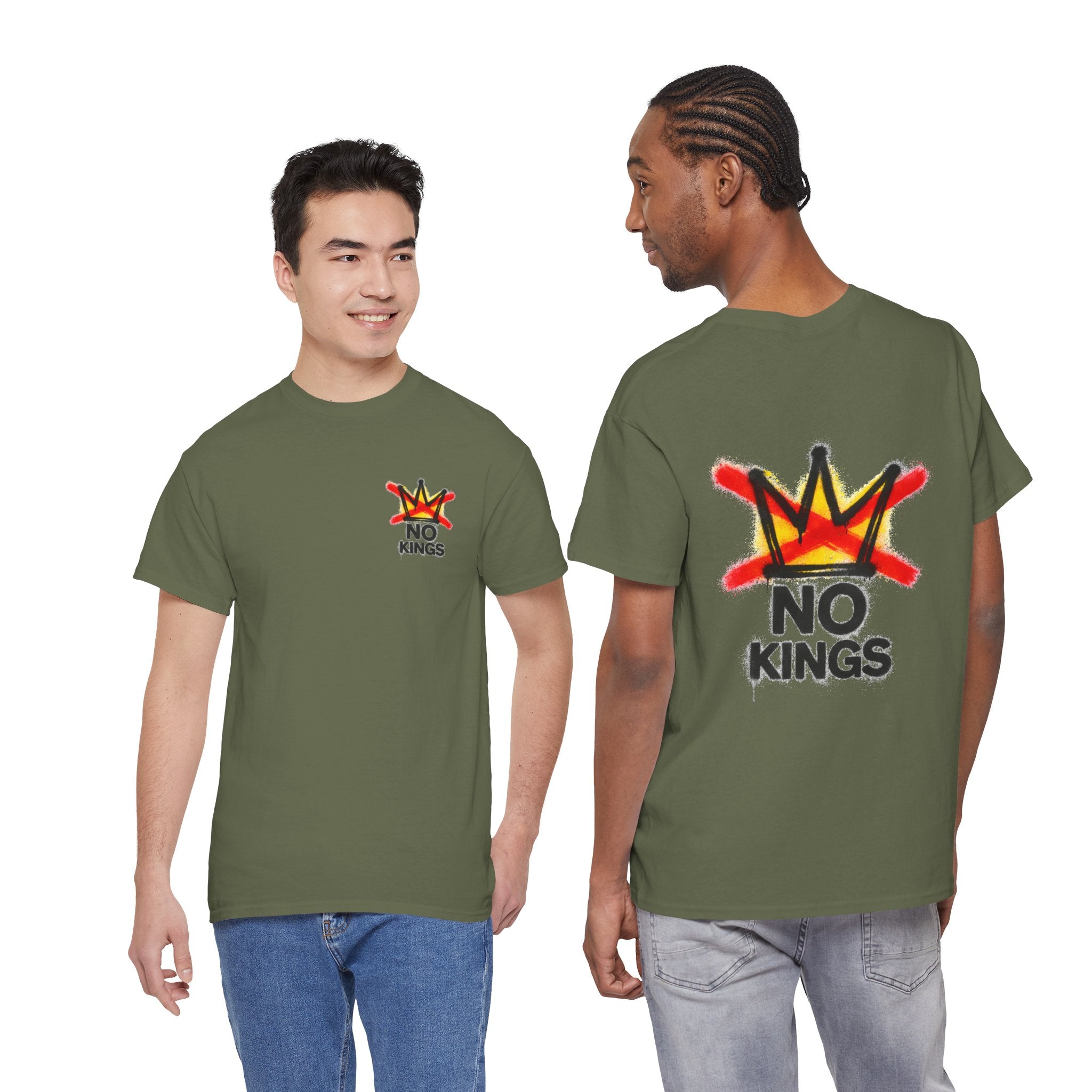"No Kings" (Front & Back) Graphic Tee — Street Art Style